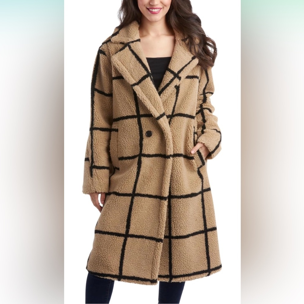 Jessica Simpson Full Length Double Breasted Sherpa Fleece Peacoat Teddy Coat ❤️